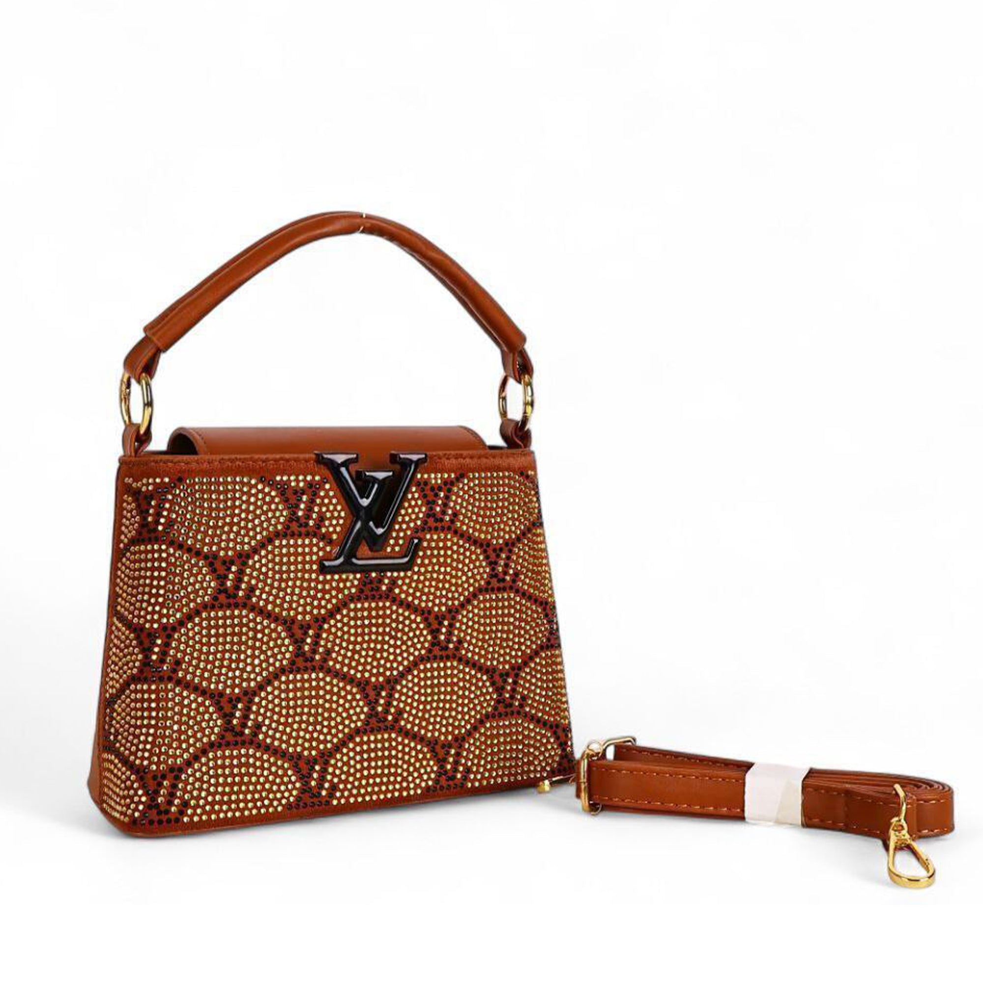 Louis Vuitton Crystal Pattern Top Handle Bag – Brown with Removable Strap