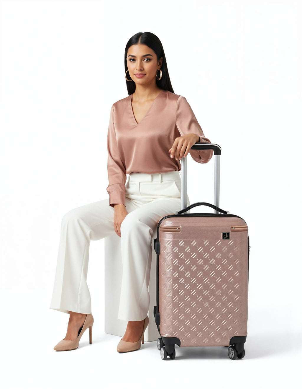 حقيبة سفر CK Premium المصنوعة من السيليكون الصلب - روز جولد