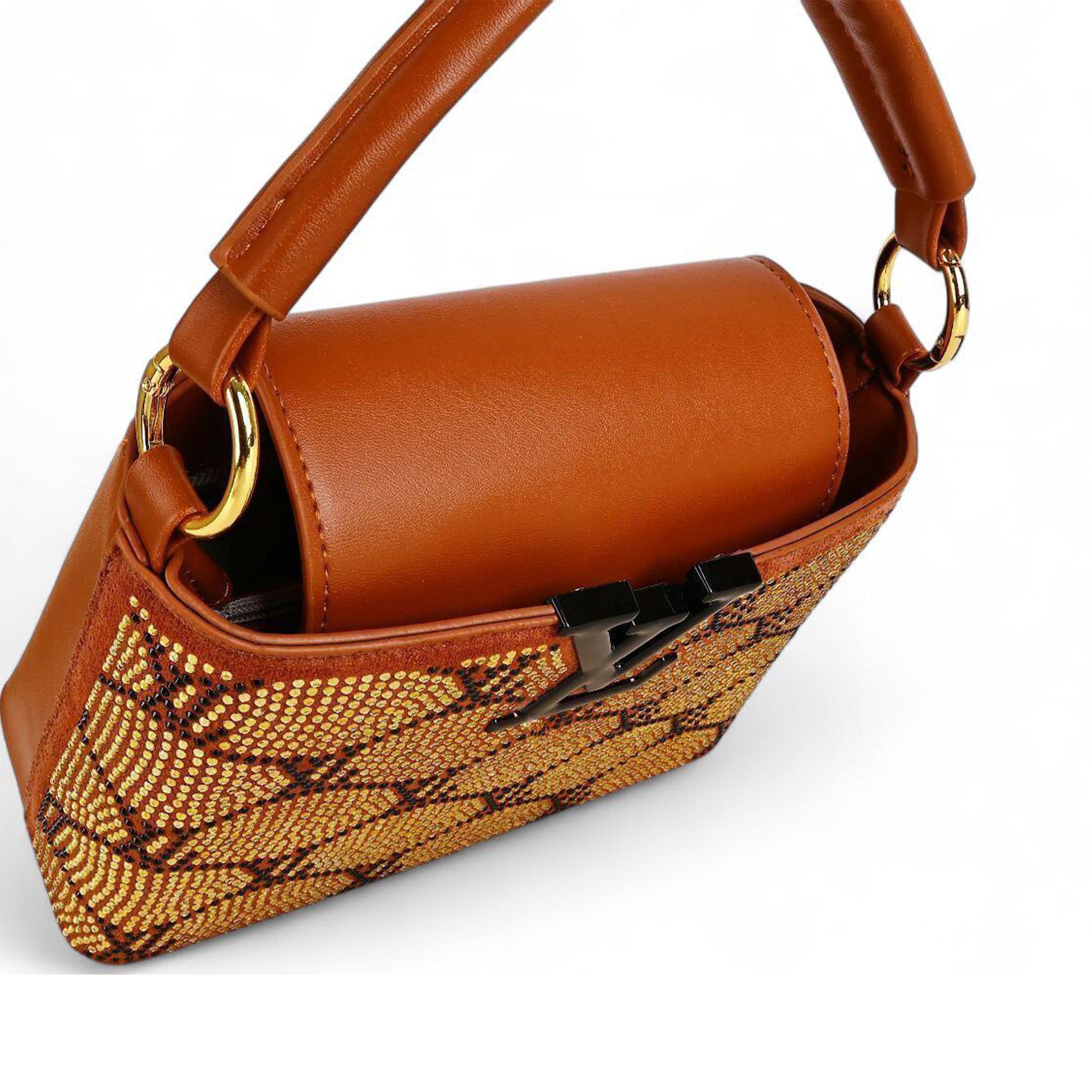 Louis Vuitton Crystal Pattern Top Handle Bag – Brown with Removable Strap
