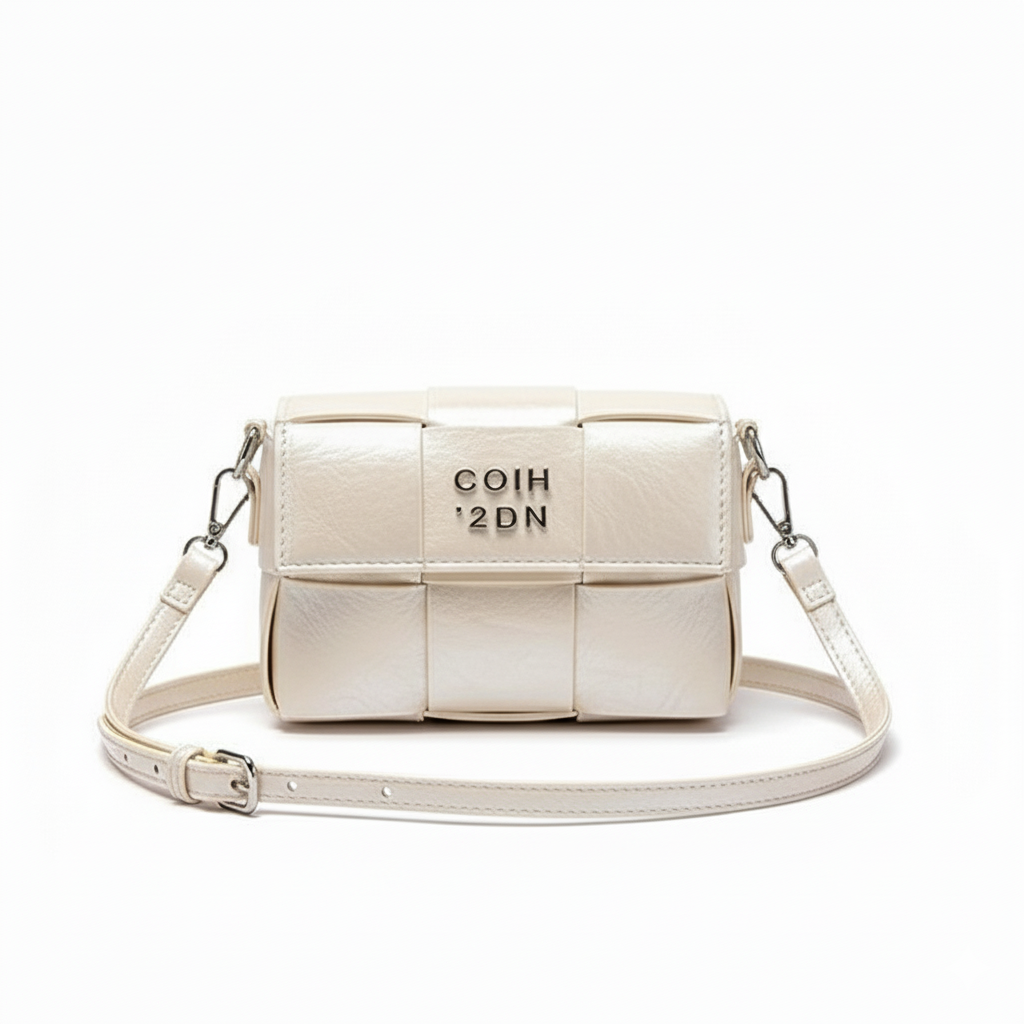 White Woven Handbag with Crossbody Strap – COIH ’2DN Design