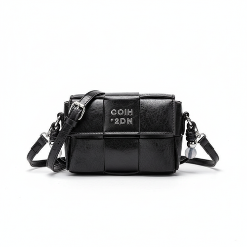 Black Woven Handbag with Crossbody Strap – COIH ’2DN Design