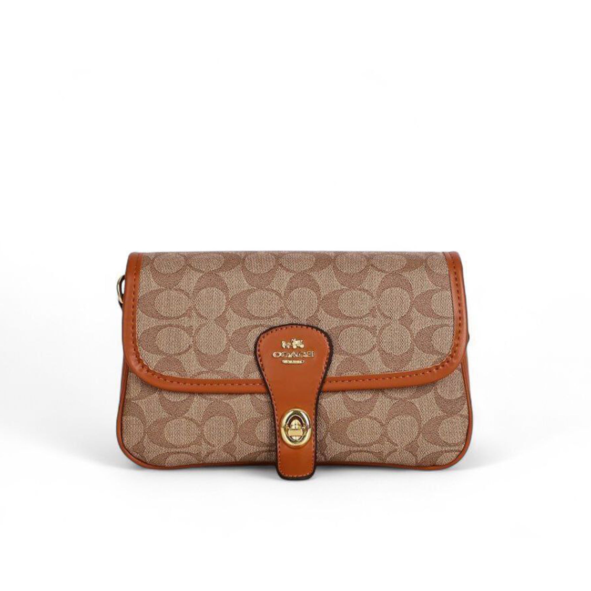 Coach Signature Canvas Crossbody Bag – Brown & Tan Edition