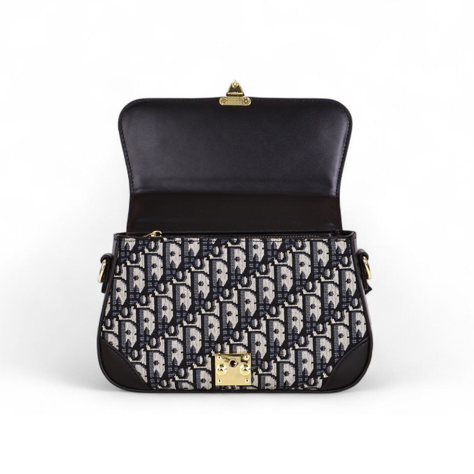Christian Dior Oblique Canvas Handbag – Black & Grey with Silk Scarf