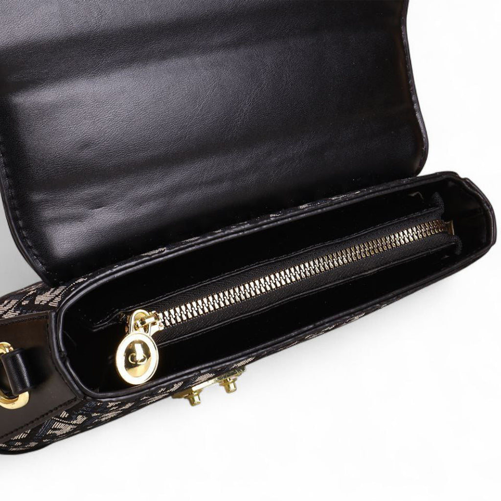 Christian Dior Oblique Canvas Handbag – Black & Grey with Silk Scarf