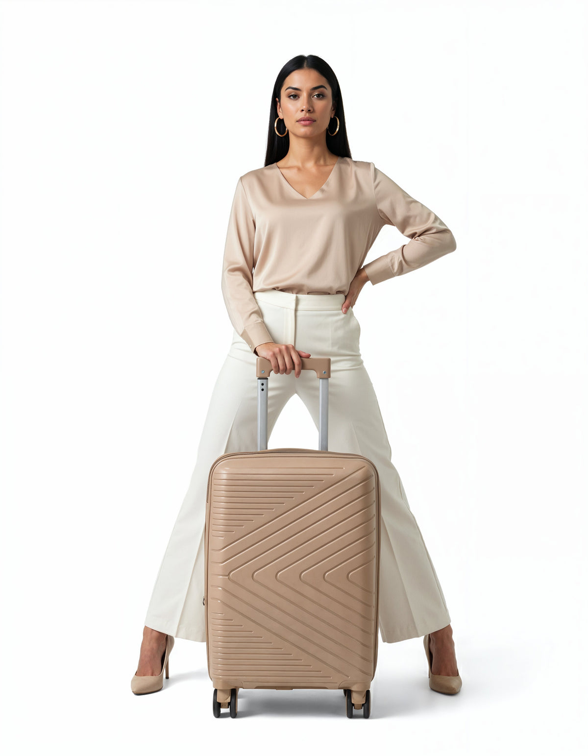 Premium Full Silicone Hard Shell Luggage – Sand Beige