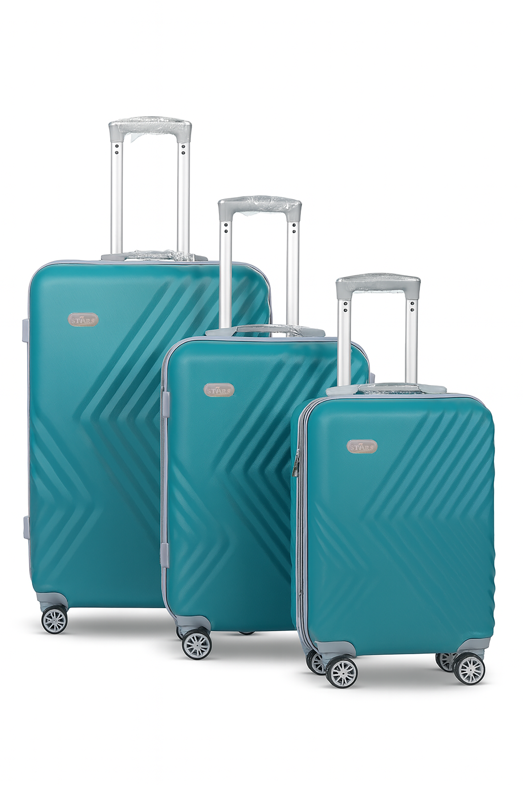 7Stars Premium 3-Piece  Silicone and Fibre Hard Shell Luggage Set – Turquoise Blue,  Lightweight & Durable with 360° Spinner Wheels