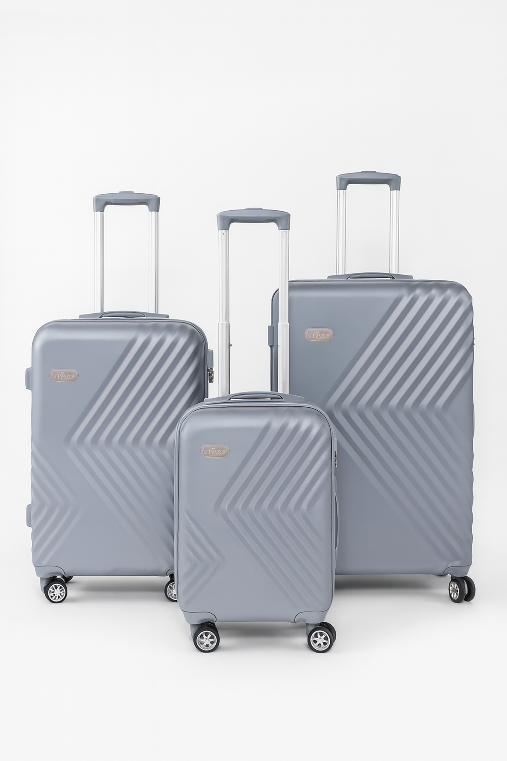 7Stars Premium 3-Piece  Silicone and Fibre Hard Shell Luggage Set – Silver,  Lightweight & Durable with 360° Spinner Wheels